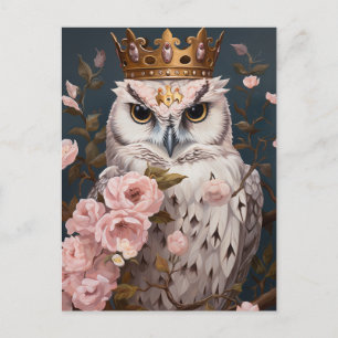 Carte Postale Un hibou avec une couronne
