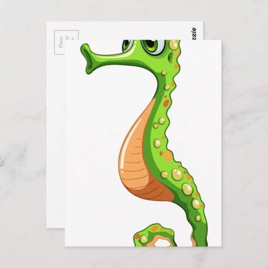 Carte Postale Un hippocampe vert (Devant / Derrière)