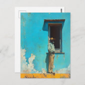 Carte Postale Un homme à l'ombre - Une scène cubaine rustique (Devant / Derrière)