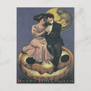 Carte Postale Un homme de Jack-o'-lantern dans la lune