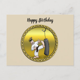 Carte Postale Un homme de karaté de ceinture noire qui donne un 