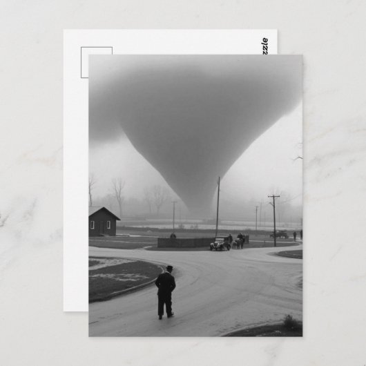 Carte Postale Un homme devant la tornade (Devant / Derrière)