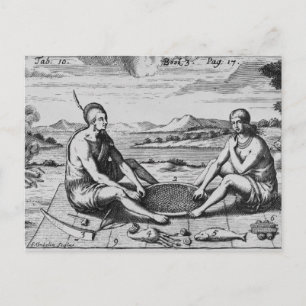 Carte Postale Un Homme Et Sa Femme Au Dîner, 1705