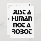 Carte postale Un humain, pas un robot (Devant / Derrière)