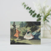 Carte Postale Un jardin ornemental avec une jeune fille dansant (Debout devant)