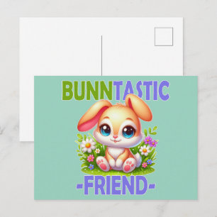 Carte Postale Un jeu de mot Bunntastic Friend. Caricature de lap