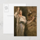 Carte Postale Un jeune homme tient une croix (Devant / Derrière)