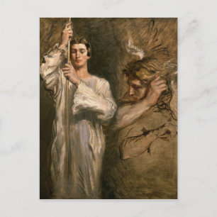 Carte Postale Un jeune homme tient une croix