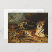 Carte Postale Un jeune tigre jouant avec sa mère par Delacroix (Devant / Derrière)