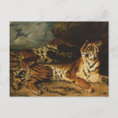 Carte Postale Un jeune tigre jouant avec sa mère par Delacroix (Devant)