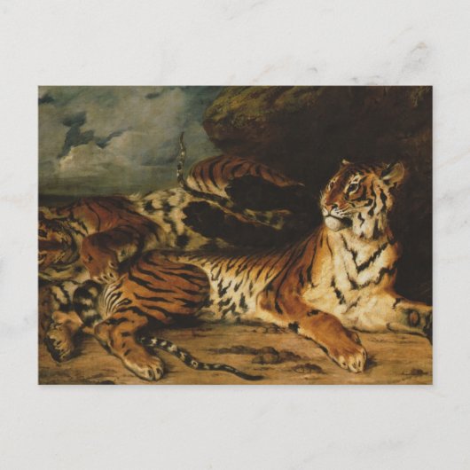 Carte Postale Un jeune tigre jouant avec sa mère par Delacroix (Devant)