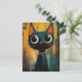 Carte Postale Un joli chat noir adorable (Debout devant)