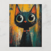 Carte Postale Un joli chat noir adorable (Devant)