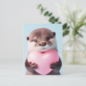 Carte Postale Un joli Coeur rose Valentine Otter (Debout devant)