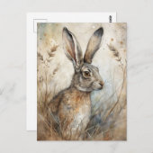 Carte Postale Un joli lièvre en forêt (Devant / Derrière)