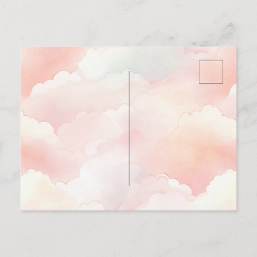 Carte Postale Un Joli Papillon Rose Dans Les Nuages (Dos)