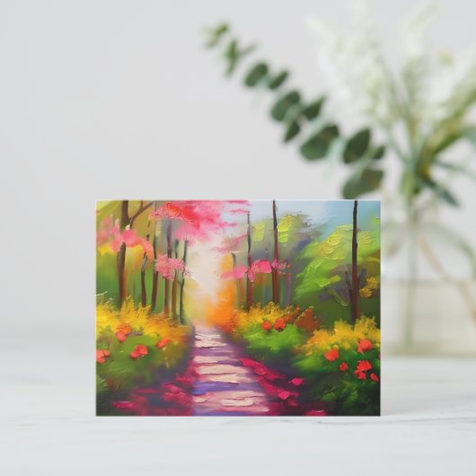 Carte Postale Un joli sentier de Randonnée automnal (Debout devant)