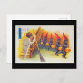 Carte Postale Un Jolly Halloween Chats noirs avec des Citrouille (Devant / Derrière)