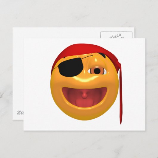 Carte Postale Un joyeux pirate jaune portant un patch oculaire (Devant / Derrière)
