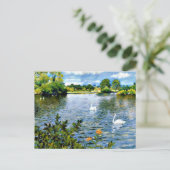 Carte Postale Un lac de Long Island, art, (Debout devant)