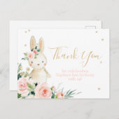 Carte Postale Un lapin devient un premier Merci d'anniversaire (Devant / Derrière)