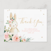 Carte Postale Un lapin devient un premier Merci d'anniversaire (Devant)