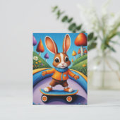 Carte Postale Un lapin en skateboard (Debout devant)