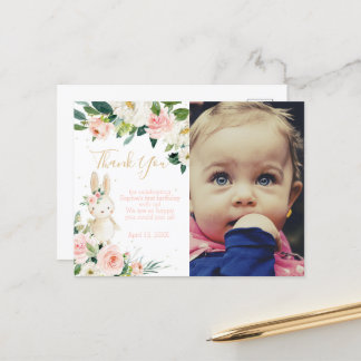 Carte Postale Un lapin tourne un Merci photo d'anniversaire
