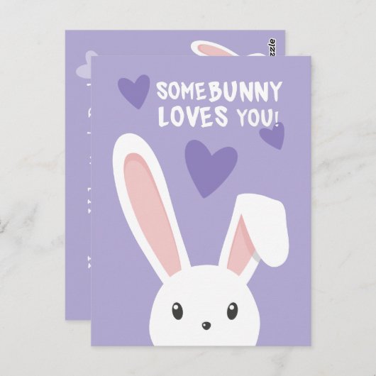 Carte Postale Un lapin vous aime Cute Classroom Valentines jour (Devant / Derrière)