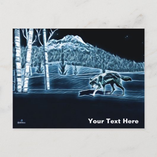 Carte Postale Un Loup Sur Neige (Devant)