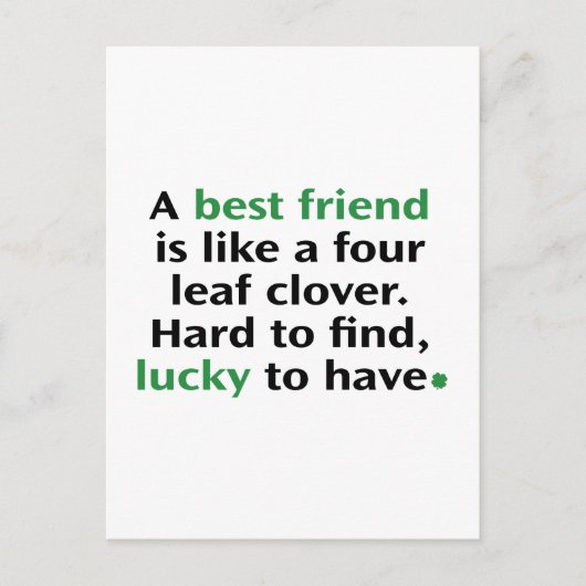Carte Postale Un Meilleur Ami Est Comme Un Clover À Quatre Feuil (Devant)