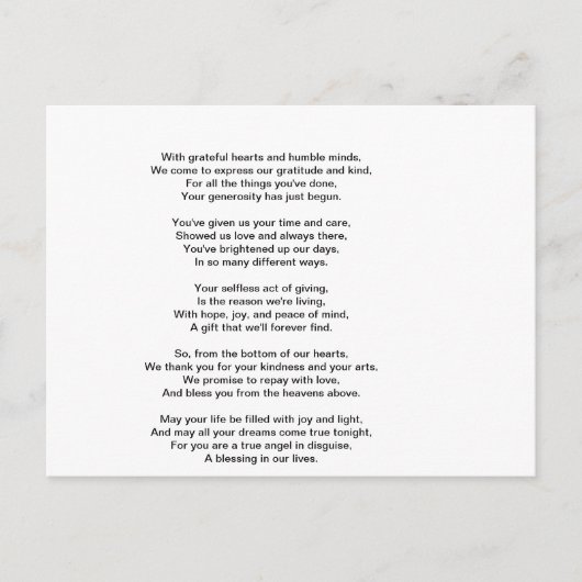 Carte Postale Un Merci sincère (Devant)