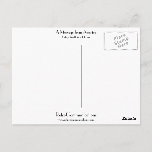 Carte Postale Un message américain (Dos)