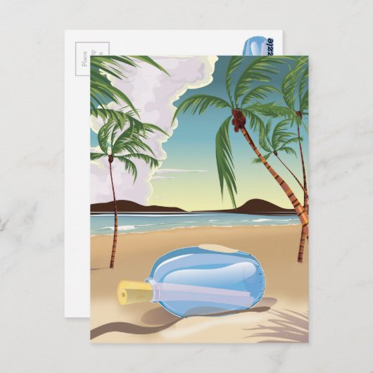 Carte Postale Un message dans une bouteille (Devant / Derrière)