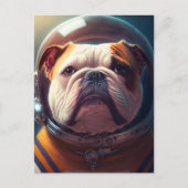 Carte Postale Un mignon astronaute Bulldog (Devant)