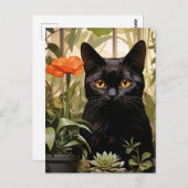 Carte Postale Un mignon chat noir (Devant / Derrière)