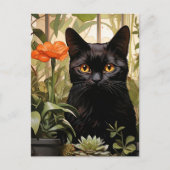 Carte Postale Un mignon chat noir (Devant)