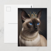 Carte Postale Un mignon chat siamois avec collier Pearl et couro (Devant / Derrière)