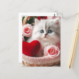 Carte Postale Un mignon chaton de la Saint-Valentin