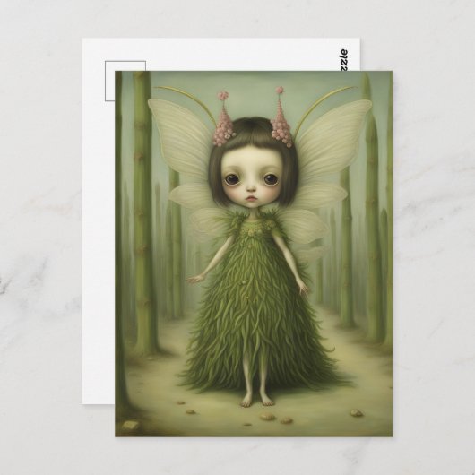 Carte Postale Un mignon imaginaire de fée d'asperges (Devant / Derrière)
