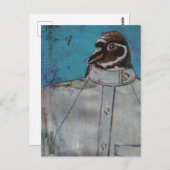 Carte Postale Un mignon manchot en costume (Devant / Derrière)