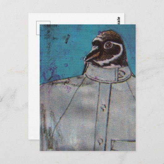 Carte Postale Un mignon manchot en costume (Devant / Derrière)