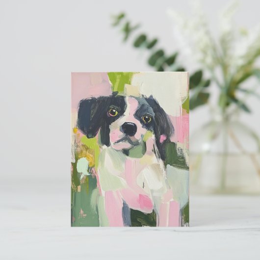 Carte Postale Un mignon petit chien tacheté en noir (Debout devant)