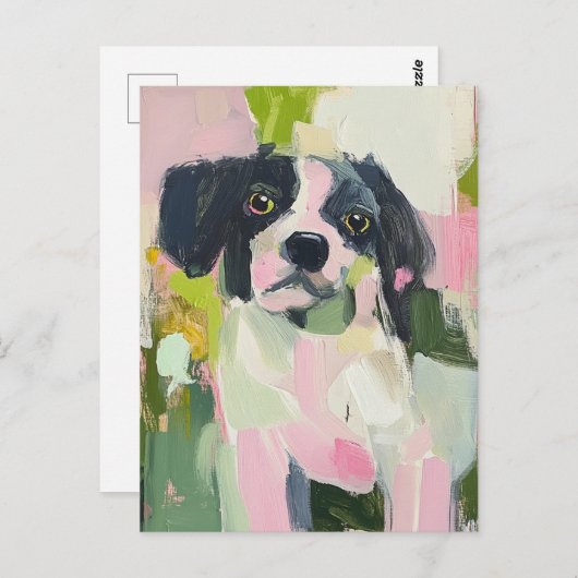 Carte Postale Un mignon petit chien tacheté en noir (Devant / Derrière)