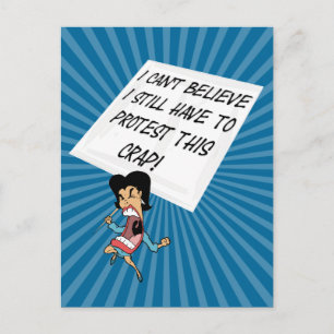 Carte Postale Un militant en colère avec un signe de protestatio