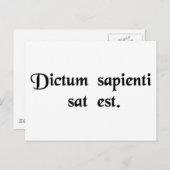 Carte Postale Un mot à une personne sage suffit. (Devant / Derrière)