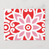 Carte Postale un motif rouge et blanc avec une fleur (Devant)