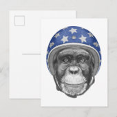 Carte Postale Un motocycliste Chimpanzé (Devant / Derrière)