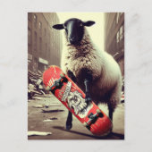 Carte Postale Un mouton en skateboard (Devant)