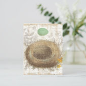 Carte Postale Un nid d'oiseaux avec un oeuf vert (Debout devant)